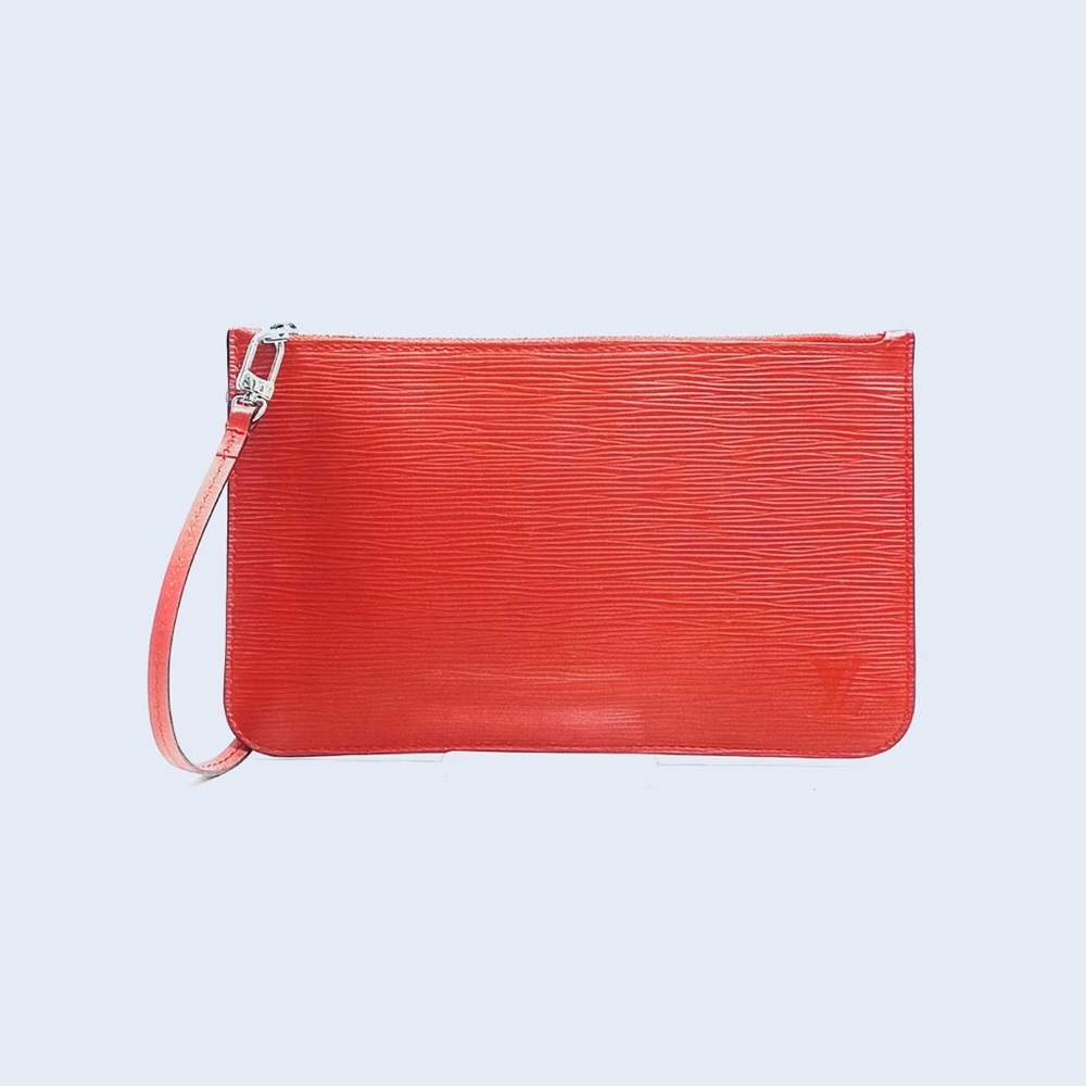 EUC LV Red Epi Neverfull MM/GM Pouch/Pochette